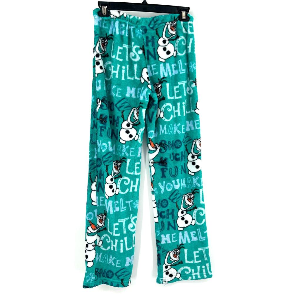 Disney Size Small Pajama Pants Green‎ Olaf Frozen Fleece PJs Sleepwear Cozy Soft - Picture 2 of 3